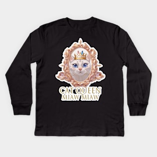 Cat Queen Kids Long Sleeve T-Shirt